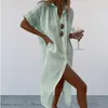 Robe maxi d'été couleur solide rapide sèche quotidienne porte pure dame femme vêtements plage