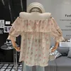 Blouses pour femmes rétro en vrac de fleur de fleur de conception de dentelle à volants