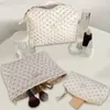 Bolsas de cosméticos Bolsa de higiene pessoal feminino com zíper bolsa acolchoada algodão estampado floral grande capacidade feminino