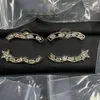 Lüks marka tasarımcıları titanyum çelik mektuplar stud geometrik ünlü kadınlar kristal rhinestone inci küpe düğün partisi jewerlry seviyor hediye