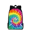 Sac à dos harajuku drôle tie dye dye cahier sac à dos pupil sacs d'école 3d imprime