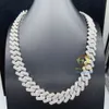 Fijne sieraden 18 mm Twee rij diamanten Cuban Link Chain Silver 925 VVS Moissanite Hip Hop Men ketting