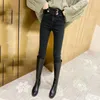 Kvinnors jeans chic hög midje ring knapp mager ankel längd blyerts denim byxor kvinnlig koreansk mode smal stretch kvinnor klassiker klassisk