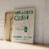 Papiers Mid Century Wine and Cheese Club Poster Printing Photos Retro Food Quoture Mur Art Canvas Modern Kitchen Home Decoration J240510