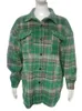 Women's Blouses Vintage Green Plaid Shirt For Women 2024 Spring knoop dikke oversized shirts jas met pocket mooi