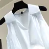 Camicette da donna oceanlove v collo pieghe shirtsblouses Women tops Solid senza maniche coreane Blusas Mujer Primavera estate Camisas