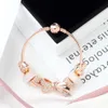 Fashion Original Pandoras 925 Silver Rose Gold Glass Brilliant Bracelets Bangles Set Diy Jewelry Charm Beads Holiday Gift Bangle 273U