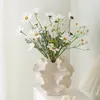 Vases en céramique Vase Vase nordique Art nordique Pot de fleur sèche Conteneur mat beige pour pampas Grass Living Room Tabletop Decoration
