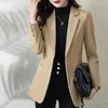 Costumes de femmes S-3xl Femmes Blazer Veste Veste Plaid Slim Spring Automne Office Office Automne Plus taille Pink Yellow Bleu