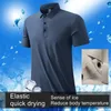 Nieuwe casual polo shirt mannen cool kleuren ijs zijden revers t-shirt zakelijke vrije tijd korte mouw pure kleur tops ademende spandex polo shirts halve mouwen bodem T-stukken