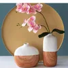 Wazony minimalizm drewno/ceramiczne splicing wazon sztuczny kwiat dekoracyjne garnki biurka