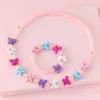 Collier Boucles d'oreilles Set 2pcs / Set Pink Princess Rose Colorful Butted avec Bracelet Bijoux pour Girls Girl Farty Birthday Gift