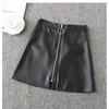 Röcke Frauen schwarz weiße PU Leder Rock Fashion Casual High Taille Reißverschluss Bleistift Kurzstraße Punk Autumn Winter Winter