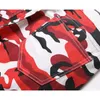 Red Camouflage Men Denim Jeans Straight Fashion High Quality Party Cool Trousers Washed Harem Trend Army Pants 240422