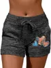 Women's Shorts Love Print Drawstring Casual Slant Pocket For Summer & Spring Clothing