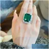 Solitaire Ring japanska och koreanska högkvalitativa Fashion Emerald -damer matchar alla födelsedagsfest lyxiga smycken gåva släpp leverans dh4j6