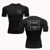 カスタマイズされた圧縮TシャツデザインのトップメンズプリントオリジナルデザインTシャツジョギングエクササイズジムクイック乾燥Tシャツ240425