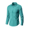 Camisas casuais masculinas lazer de lazer de lapela cor de mangas compridas blusa