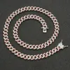 Hip Hop Necklace Men's 9mm Single Row Pink White Diamond Hip Hop Cuban Chain Men's and Women's Hip Hop S925 Necklace Accessories