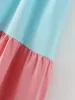 Foridol Multicolor Patchwork V Hals Sundress Smocked riem mouwloze A-lijn vrouwelijke Midi Casual Summer Women Vestidos 2024 240423