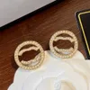 Inlay Pearl Earrings Designer Studs Brand Letter Earring Women Lover Gifts paar 18K Gold vergulde roestvrijstalen stud Mode Accessoire Accessoire Sieraden met doos