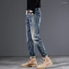 Jeans da uomo uomini allungare blu sottile streetwear sightwear stretone desinger abbigliamento pantaloni di jeans di alta qualità