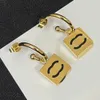 High Texture Brand Letter Studs Designer Earrings Stud 18K Gold Plated Stainless Steel Quadrate Design Earring Jewelry Women Accessory Wedding Gifts with Box