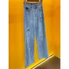 Jeans straight light luxury design vintage tube trousers new high-waisted thin ladies