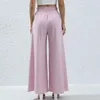 Pantaloni da donna 2024 Pantaloni a pieghe dritti a gamba larga estivi moda donna Rosa Versatile tasca con lacci Lunghezza da donna