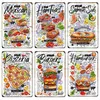 Peinture en métal curieuse alimentation en étain peinture en métal panneau burger pizza affiche maison cuisine café restaurant bar fête art peinture mural décoration t2405