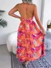 Grundläggande casual klänningar kvinnor sommar avslappnad tryckt kamisol lång kjol Q240430