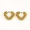 Hoop Earrings 1 Pair Of Stainless Steel Cast Twisted Fried Dough Twists Heart-shaped