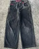 Уличная одежда Jnco Jeans Y2K хип -хоп мультфильм Графический принт винтажный мешковатые черные брюки мужчины женщины с высокой талией широкие брюки ноги 240426