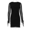 Abiti casual yuzhexi carini eleganti bagliori di bagliore femmina da donna bodycon buil black black abito primavera estate scarsa