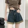 Jeans pour femmes Summer High Street Denim Shorts Femmes Wide Ligne A-Line Curling Courte courte Ladies Loose Vintage Pant Q591