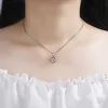 Qiaolanxuan quadrado pingente de prata inteligente simples moda batendo um colar de coração micro incrustante maré geométrica Chain fêmea fêmea feminina
