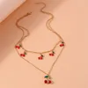 Charcker Fashion Red Cherry Colar para Mulheres Festival Girl Festival Jewelry Gifts
