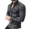 Casual shirts voor heren buitenlandse handelshemd Europa en de Verenigde Staten Muscle Men Rapel Cardigan Flower Slim Tide