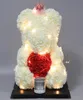 25cm Rose Teddy Bear Artificial Foam Flower With Led Light New Year Valentines Christmas Gifts Box Home Wedding Decoration 2Upk8079343
