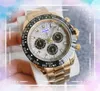 Hip Hop Iced Out Watch Stopwatch Men's Quartz Movement Solid fijn roestvrijstalen president Big Size Chain Bracelet Clock Scanning Ticking polshorloge Verjaardagsgeschenken