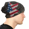 Berets Happy July Bonnet Hats Stars und Vintage USA Flag -Strickhut Hip Hop Outdoor Schädel