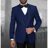 Abiti da uomo eleganti un bottone uomo scialle a petto fronto frontale lunghezza normale matrimonio da 3 pezzi pantaloni gilet set di abbigliamento maschile di lusso