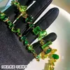 Été coloré Gema Collier de bonbons de bonbons Green Crystals Droplettes d'eau Irréguleux Boucles d'oreilles cristallines