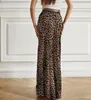 Юбки женщины леопардовый принт длинная юбка труба высокая талия.