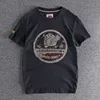 夏アメリカンレトロショートスリーエレキックスカルプリントTシャツメンズファッションシンプル100コットンウォッシュカジュアルスポーツトップ240423