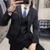 Erkek Suit 2024 Yüksek Kaliteli Takım Seti Avrupa Tarzı İnce Fit Düğün Damat Gündelik İki Düğme 3 Parçası M-6XL