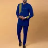 Afrikanische Kleidung für Männer Anzüge Dashiki bedruckte Set Single Breasted Deck Coat Hosen Freizeitkleidung für Hochzeit A2216070 240428