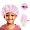 Berets Baby Silky Satin Motorhaube Doppelschicht verstellbare Schlafkappe Mädchen Nacht Turban Kinder Solid Kopfbedeckung Süßes Hut Mode Haare Verschleiß