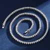 Hip Hop Tennis Necklace 4MM Created Moissanite Gemstone Unisex Basic Tennis Chain Necklace Fine Jewelry Wholesale 188G