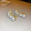 Brincos de garanhão requintado imitação branca imitação pérola string brinco de ouvido para mulheres doces jóias de jóias de temperamento